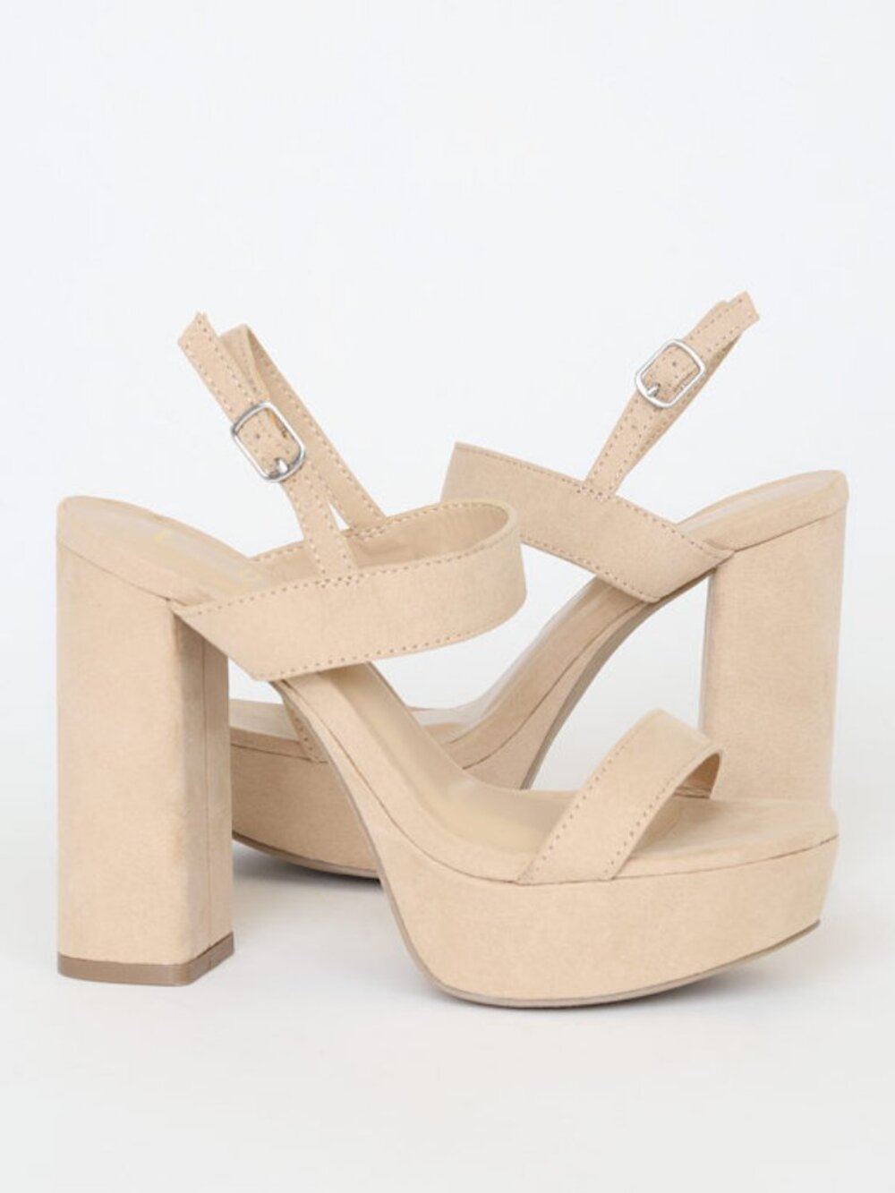 New in Box! Lulus Acee Natural Suede Platform Heels Beige - Size 5